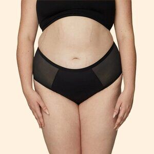 THINX Hi-Waist Heavy Period Underwear with Mesh Panels, Black, Size XL, NWT!